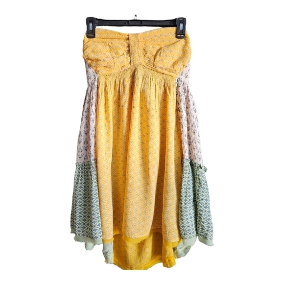Free People Yellow Across The Sea Patchwork Tunic Sz Med - Picture 1 of 11